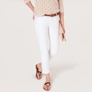 Loft Modern Cuffed Crop White Ankle Jeans